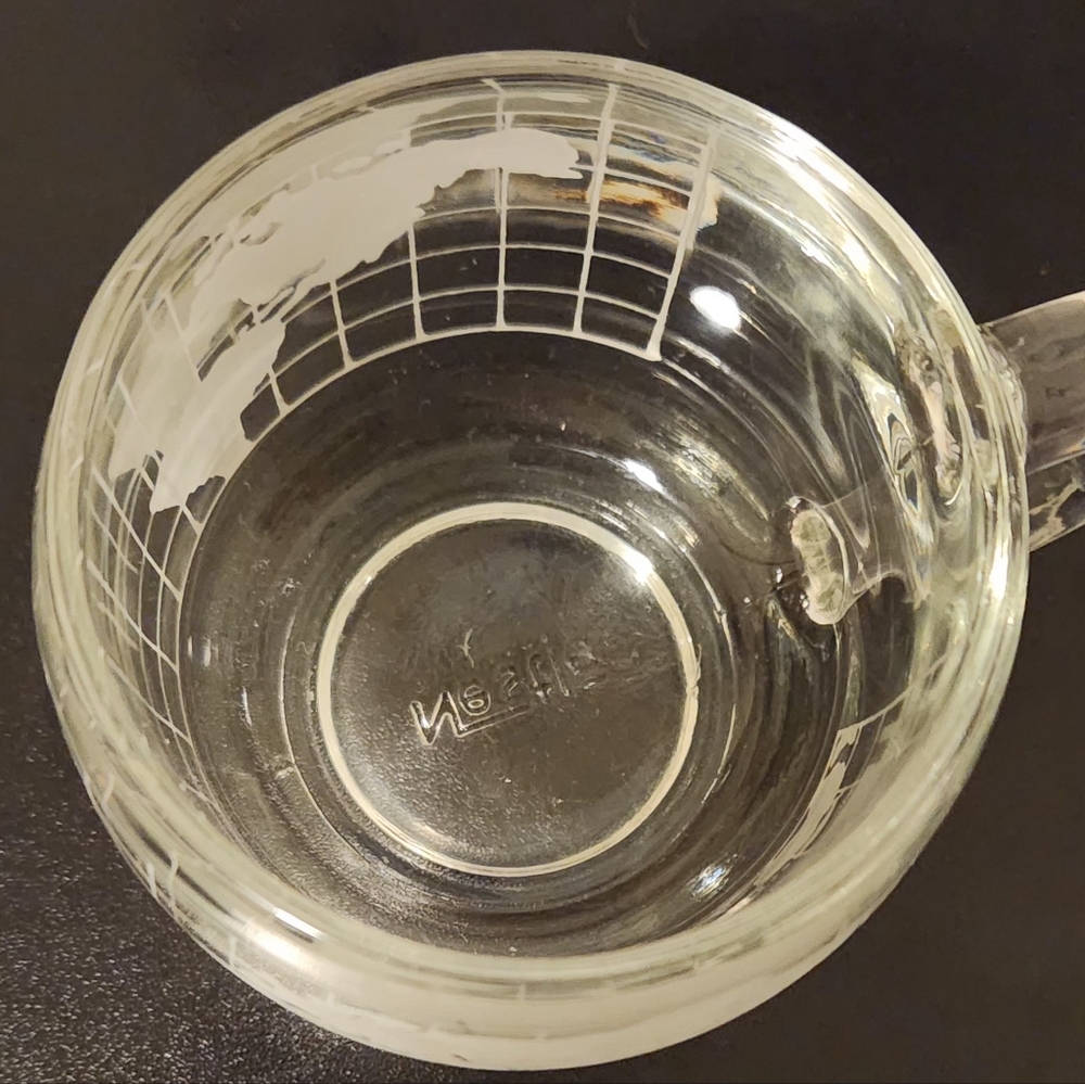Vintage Nestlé Nescafé World Globe Etched Clear Glass Coffee Mug/Cup 6oz. - Picture 5 of 5